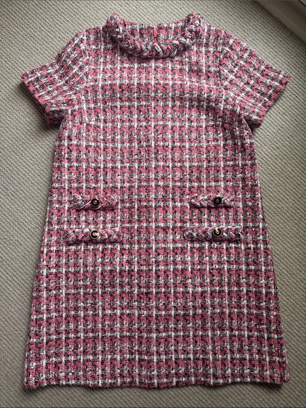 Tuckernuck Pink Tweed Short-Sleeve Shift Dress